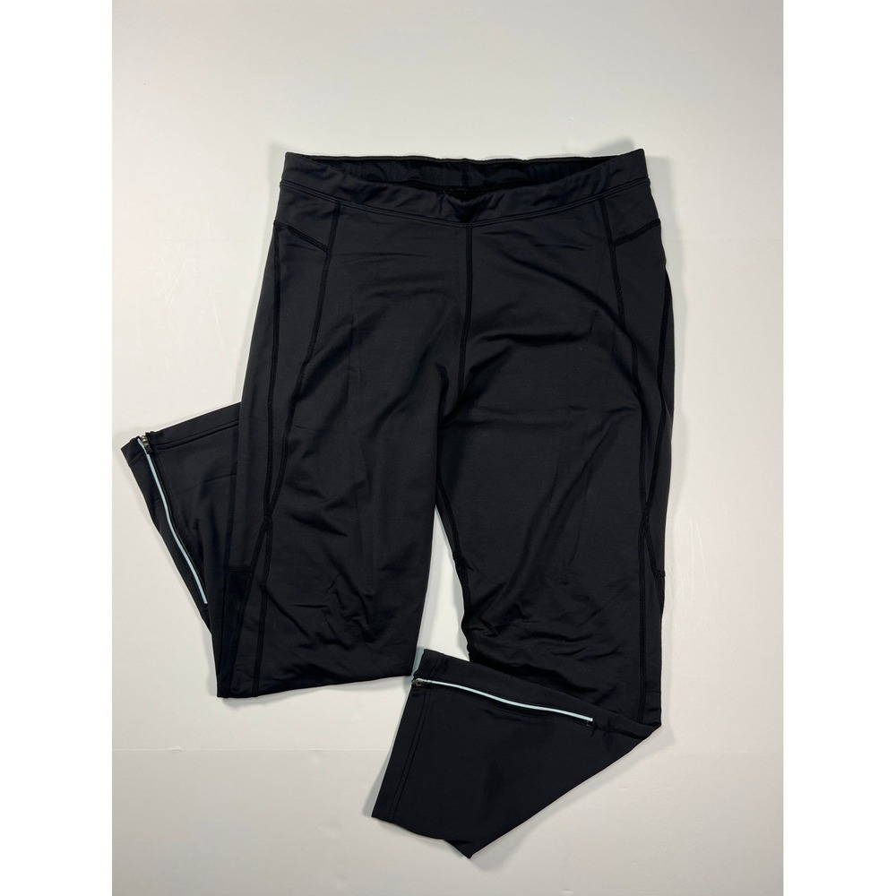 REI Running Pants Men XL Black Reflective Ankle Zip Mesh Gym Hiking Camping